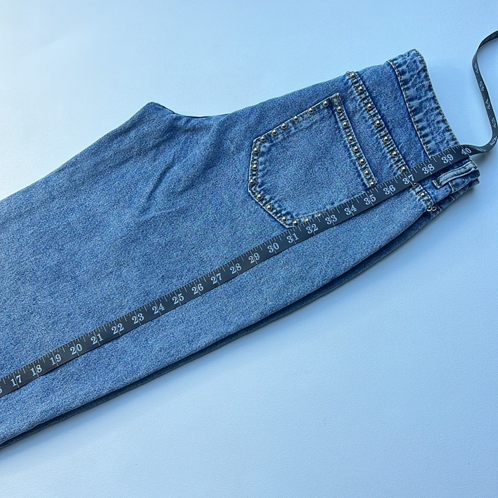 Studded women’s jeans‎ Wide Leg edgy moto statement metallic bold festival - Picture 12 of 13